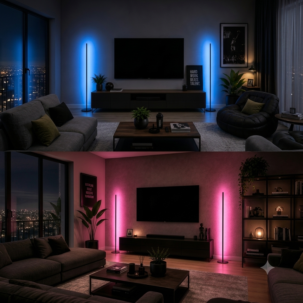 Phonix RGB Telefon Kontrollü Lambader – Sınırsız Renk, 22 Işık Modu - 120 Cm