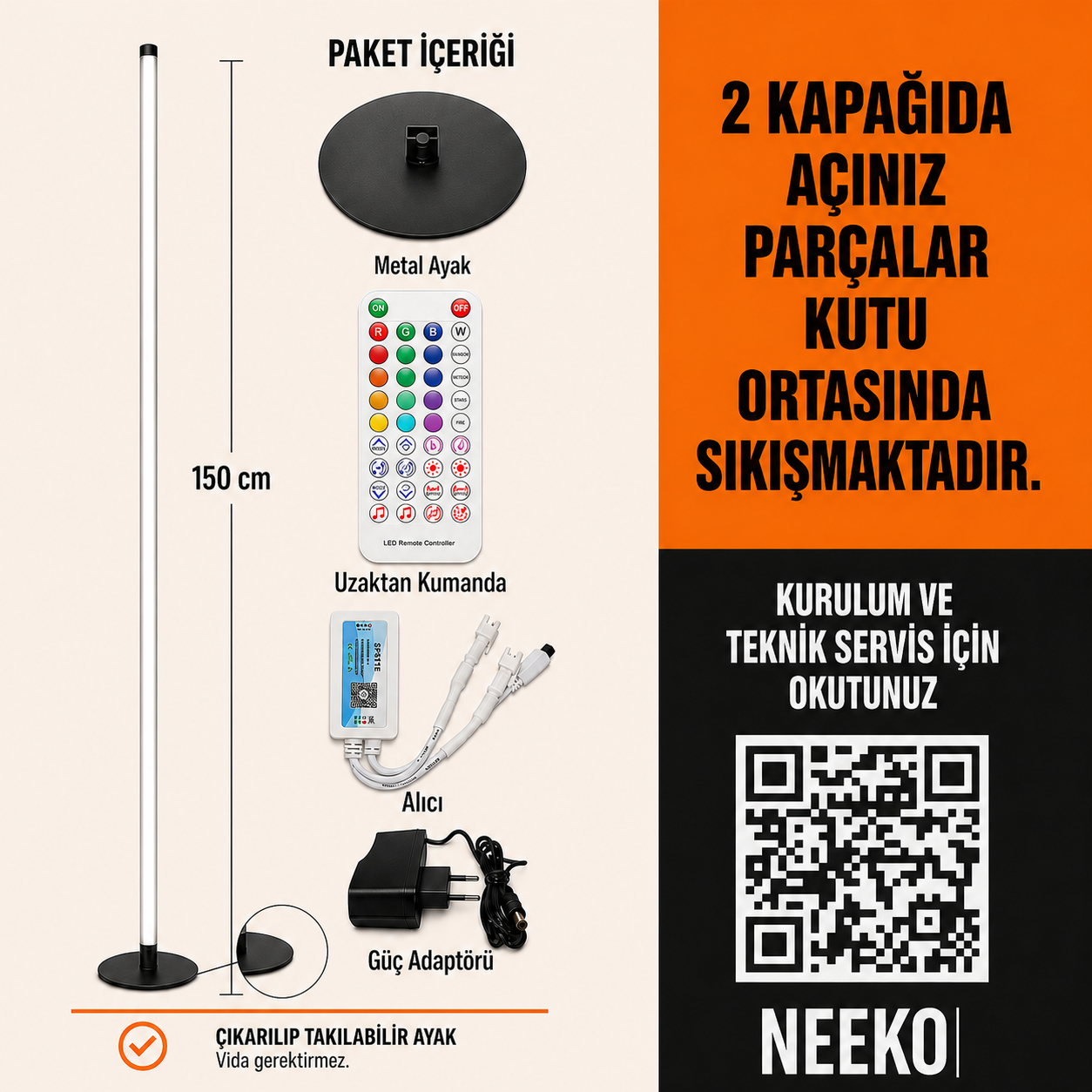 Glow Akıllı Lambader 148 Modlu, Sese Duyarlı, Telefon ve Kumandalı ARGB LED Lamba