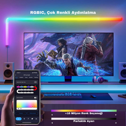 Tüp Led Birleştirilebilir RGB-IC Telefon ve Kumanda  Kontrollü
