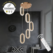 Eleni Gold  5'li Lüks Kumandalı Dimmerli 3 Renk LED Modern Avize