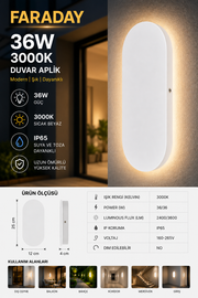 FARADAY 36W LED Duvar Aplik IP65 Su Geçirmez Dış Mekan Duvar Aydınlatma 25 cm