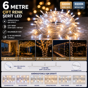 10 Metre Gün Işığı Beyaz DÖNÜŞÜMLÜ  Animasyonlu Flaşlı IP44 Eklenebilir LED İp Işık Dış Mekan Dekorasyon CT-8502