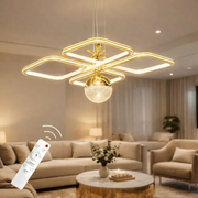 Milano Gold Beyaz  Çizgi Detaylı Uzaktan Kumandalı Dimmerli Gece Modlu 3 Renk Ledli Avize - Çap 50 cm