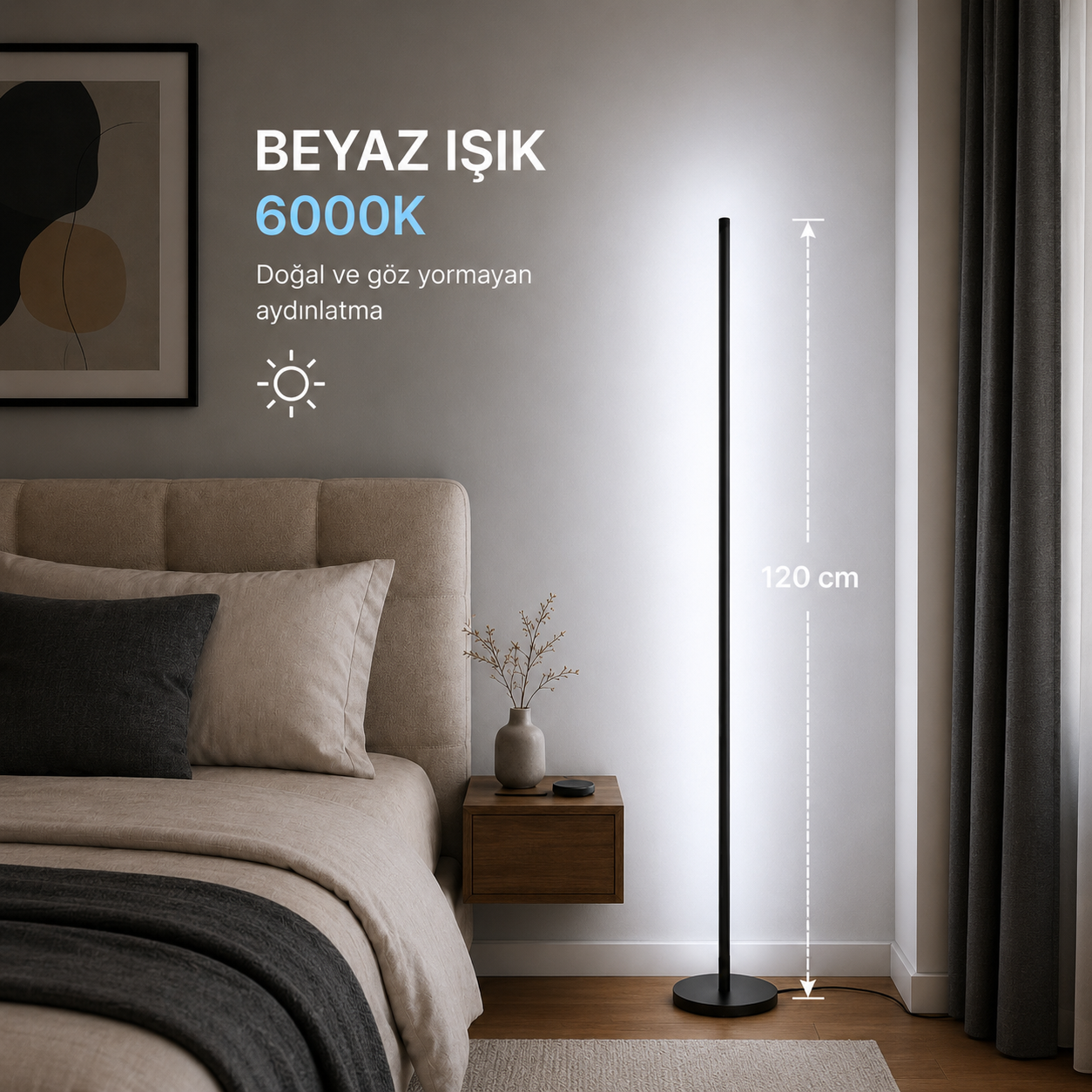 LUMINA Orjinal Beyaz 6000K Kumandalı Lambader 120 CM