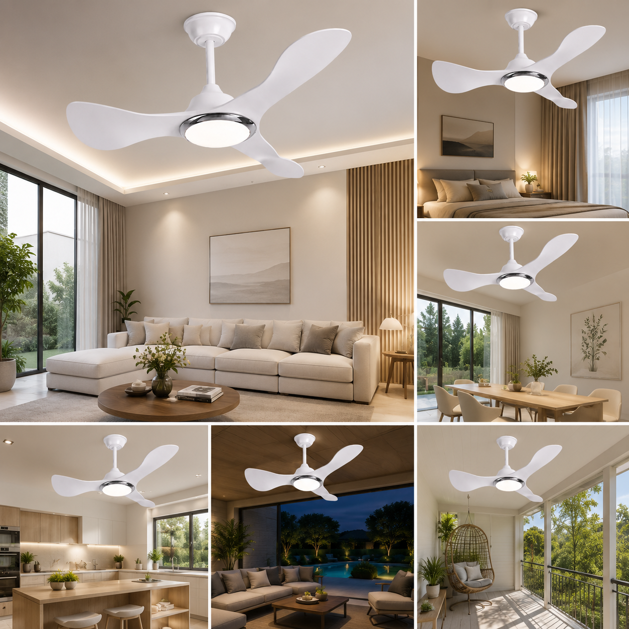 Cenevre Ledli Tavan Vantilatörü 3 Işık Rengi 122 cm kanat çapı CT-3000