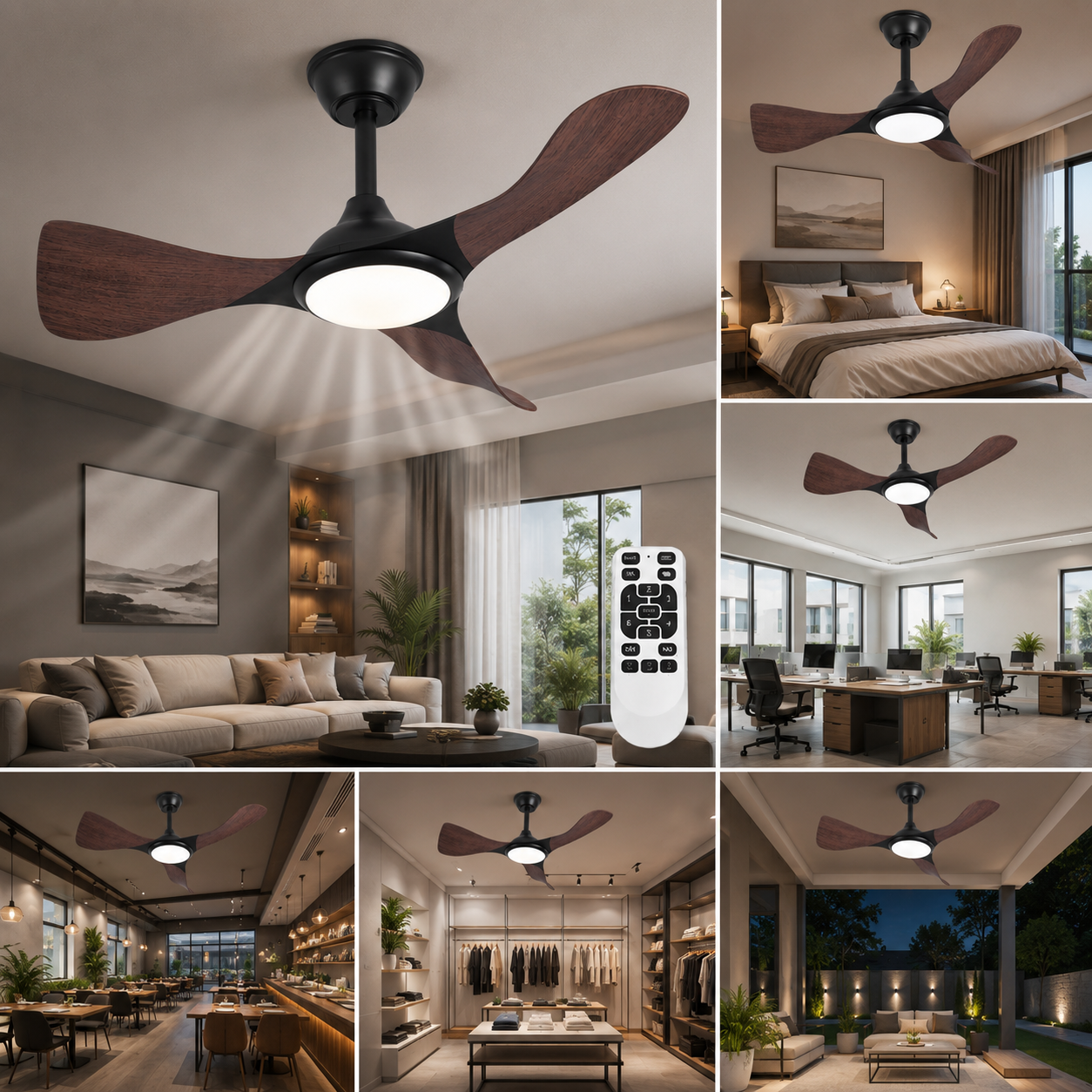 Bern Ledli Tavan Vantilatörü 3 Işık Rengi 122 cm kanat çapı CT-3002