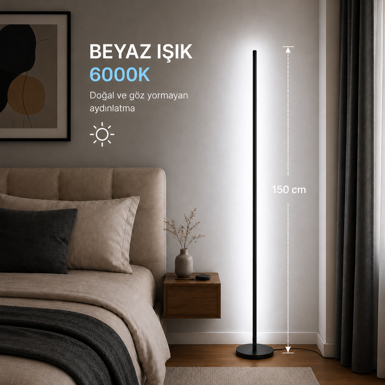 LUMINA Orjinal Beyaz 6000K Kumandalı Lambader 150 CM