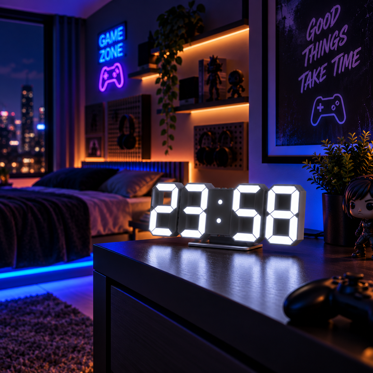 Akıllı LED Dijital Masa Saati – Çift Alarmlı, Sıcaklık Göstergesi, Gece Işıklı Modern Masaüstü Saat