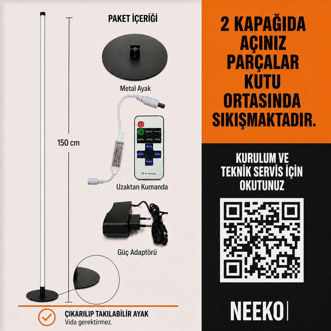 Luma Gün Işığı 3000K  Kumandalı Lambader 150 CM