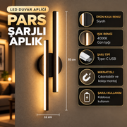 PARS Şarjlı Modern LED Duvar Apliği Günışığı Taşınabilir Usb