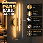 PARS Şarjlı Modern LED Duvar Apliği Günışığı Taşınabilir Usb