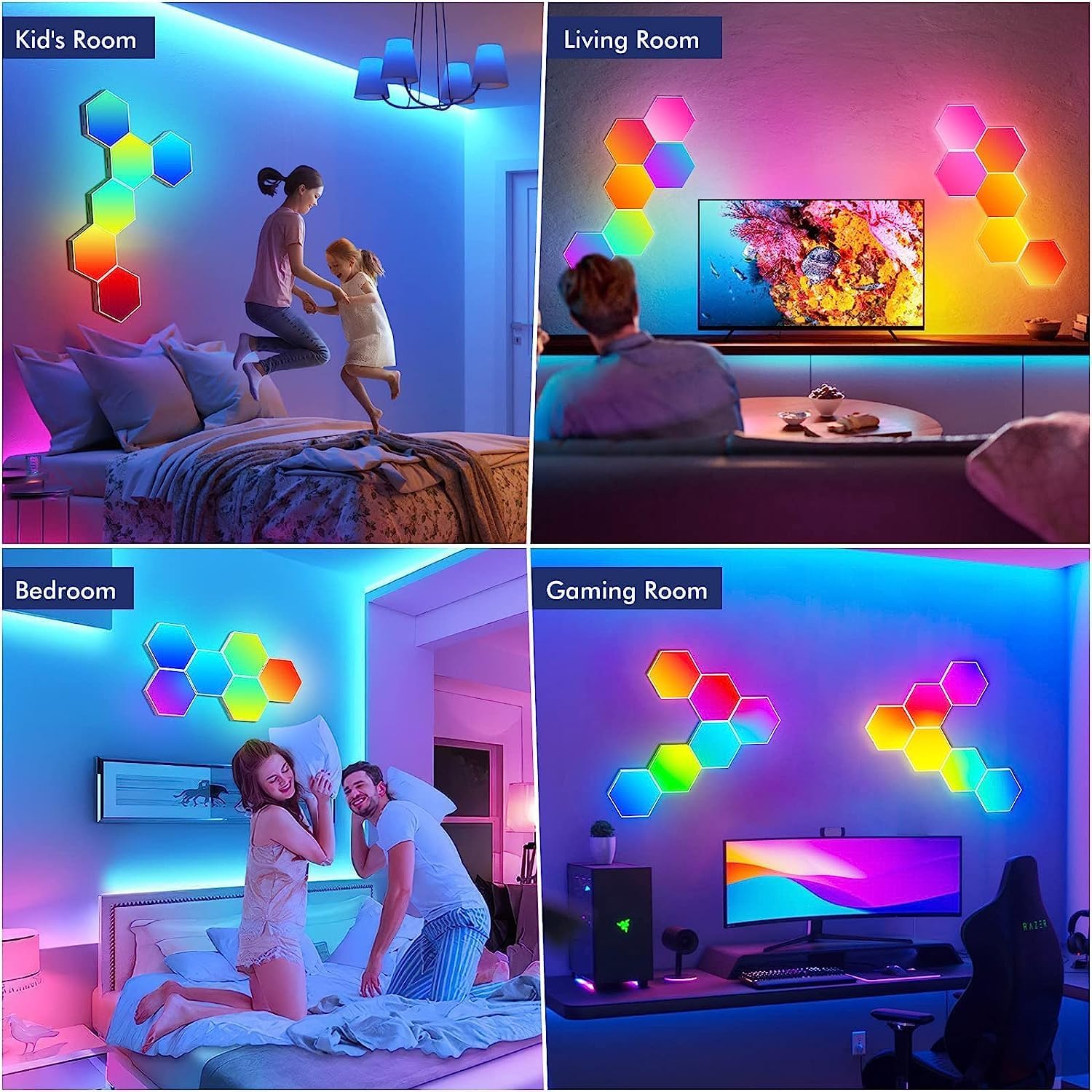 Hexagonel Oda Işığı Birleştirilebilir RGB-IC Telefon ve Kumanda Kontrollü