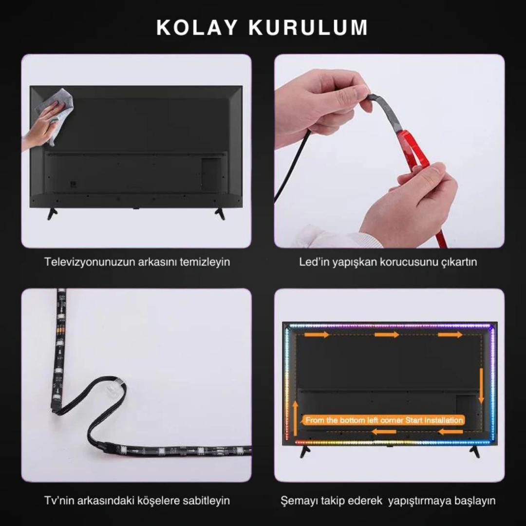Glow T2 TV ARKASI AMBİYANS LED HDMI