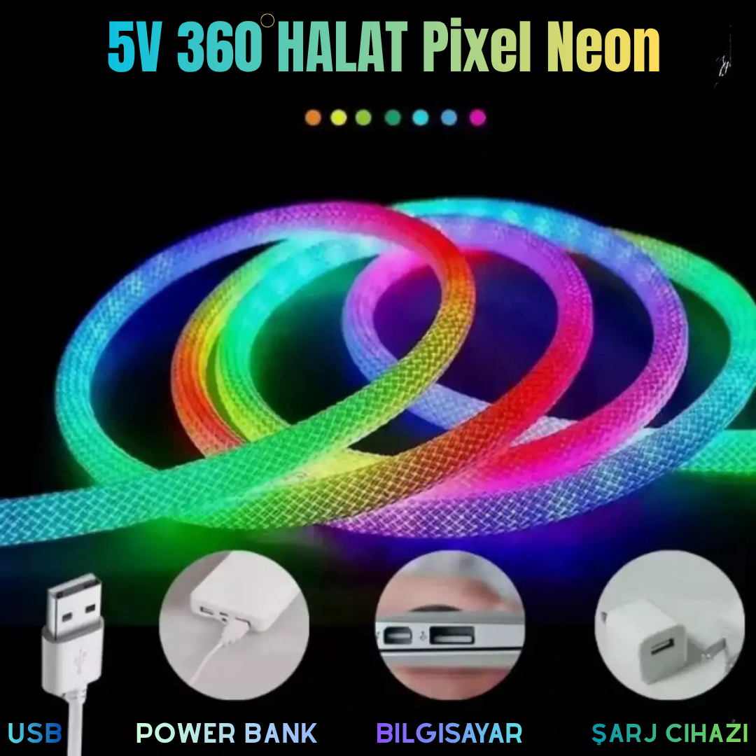 Halat 360 Pixel Neon Telefon  ve Uzaktan Kumandalı 5v