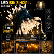 10 Metre Gün Işığı Beyaz DÖNÜŞÜMLÜ  Animasyonlu Flaşlı IP44 Eklenebilir LED İp Işık Dış Mekan Dekorasyon CT-8502