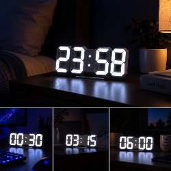 Akıllı LED Dijital Masa Saati – Çift Alarmlı, Sıcaklık Göstergesi, Gece Işıklı Modern Masaüstü Saat
