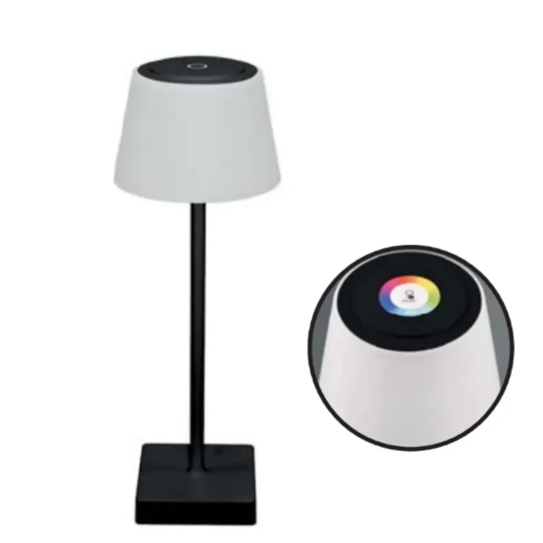 Glamor Şarjlı RGB Masa Lambası – Dokunmatik, 10 Renkli, Dimlenebilir,  Şarjlı LED Aydınlatma