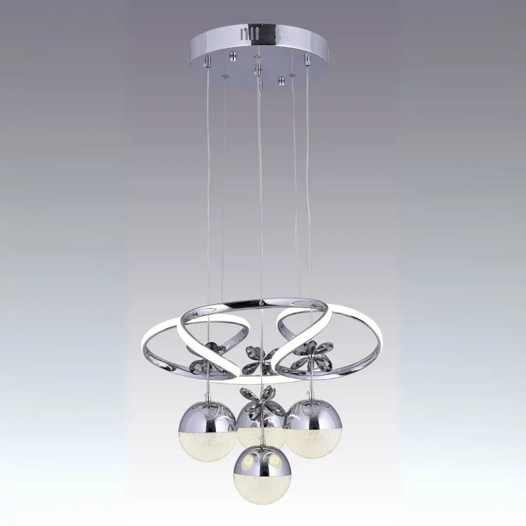 BELEM LED’li Sarkıt Avize – 3 Farklı Işık Tonu & Kumandalı/Dimmer Özelliği Krom Kaplama