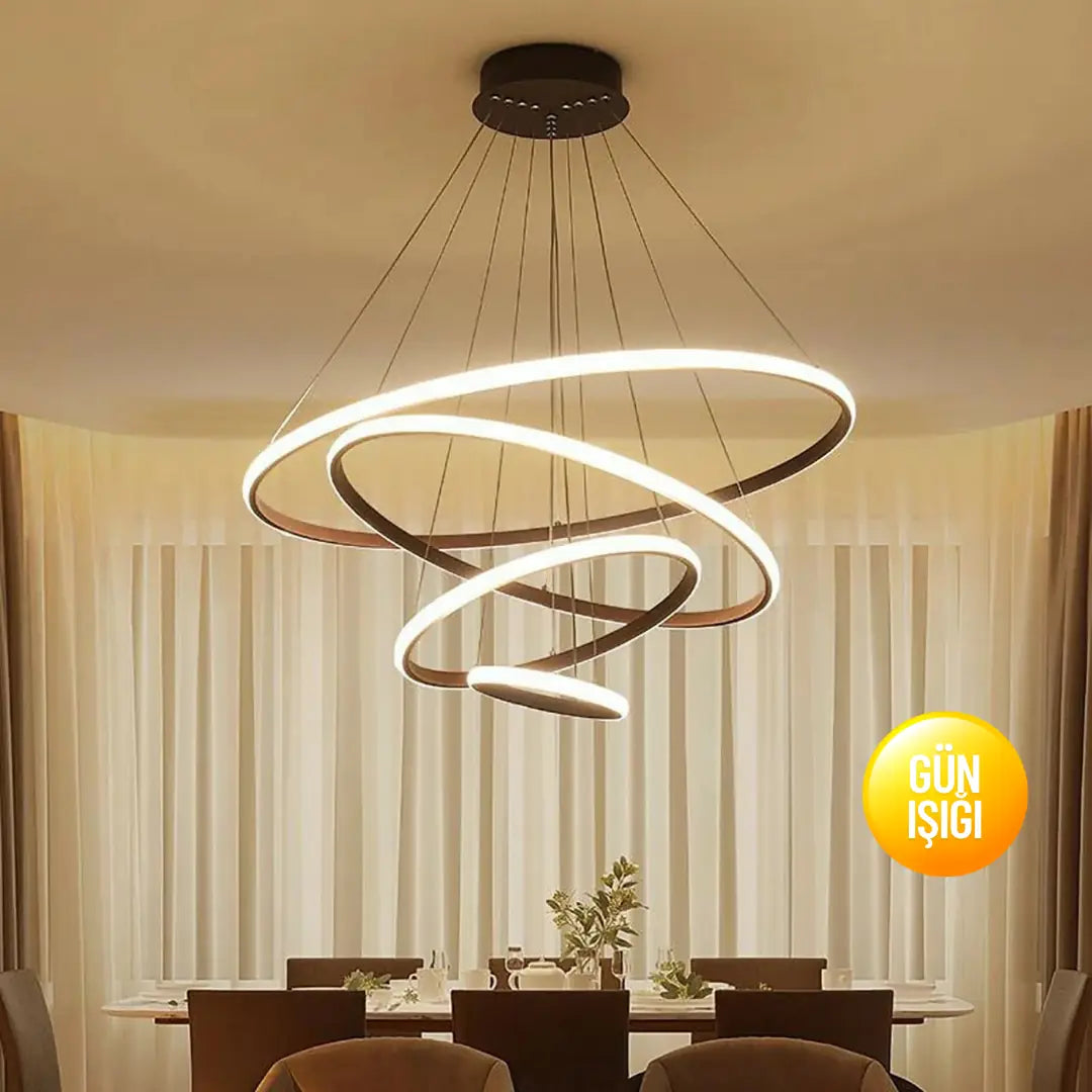 Robin 4 'lü Siyah Ultra Süper Gün Işığı Ledli Avize