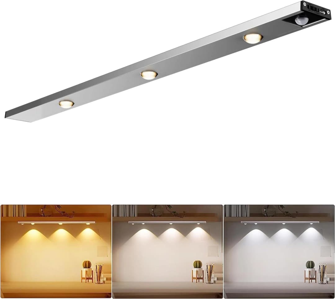 HAREKET SENSÖRLÜ 3 RENKLİ  DEKORATİF ŞARJLI APLİK  TAŞINABİLİR  BEYAZ  KASA ( ÖLÇÜ SEÇENEKLİ )