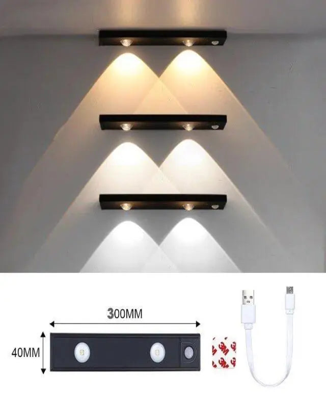 HAREKET SENSÖRLÜ 3 RENKLİ  DEKORATİF ŞARJLI APLİK  TAŞINABİLİR  SİYAH KASA ( ÖLÇÜ SEÇENEKLİ )
