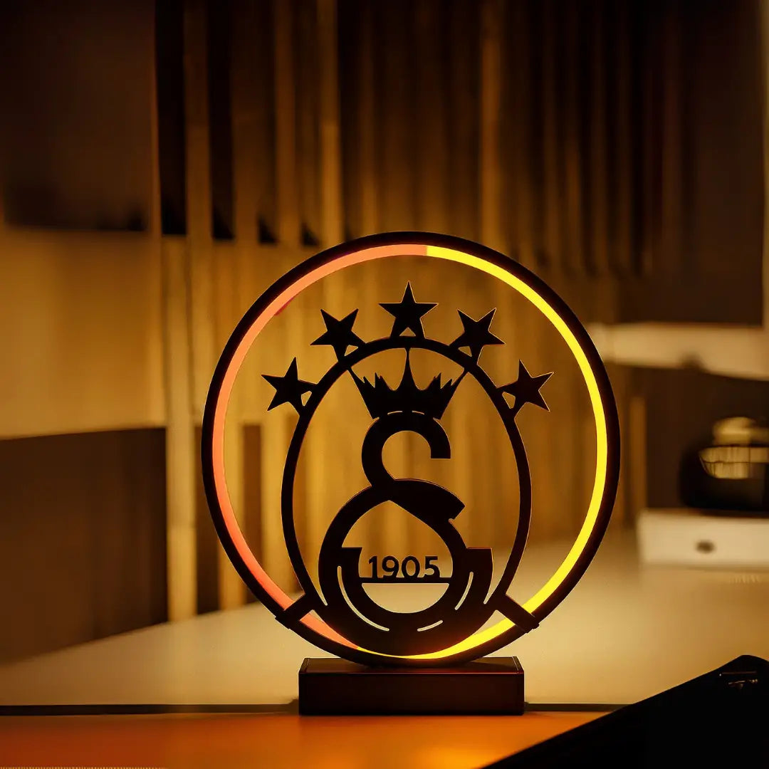 5 Yıldızlı Sarı Kırmızı LED Işıklı GS Masa Lambası  Dekoratif Gece Lambası