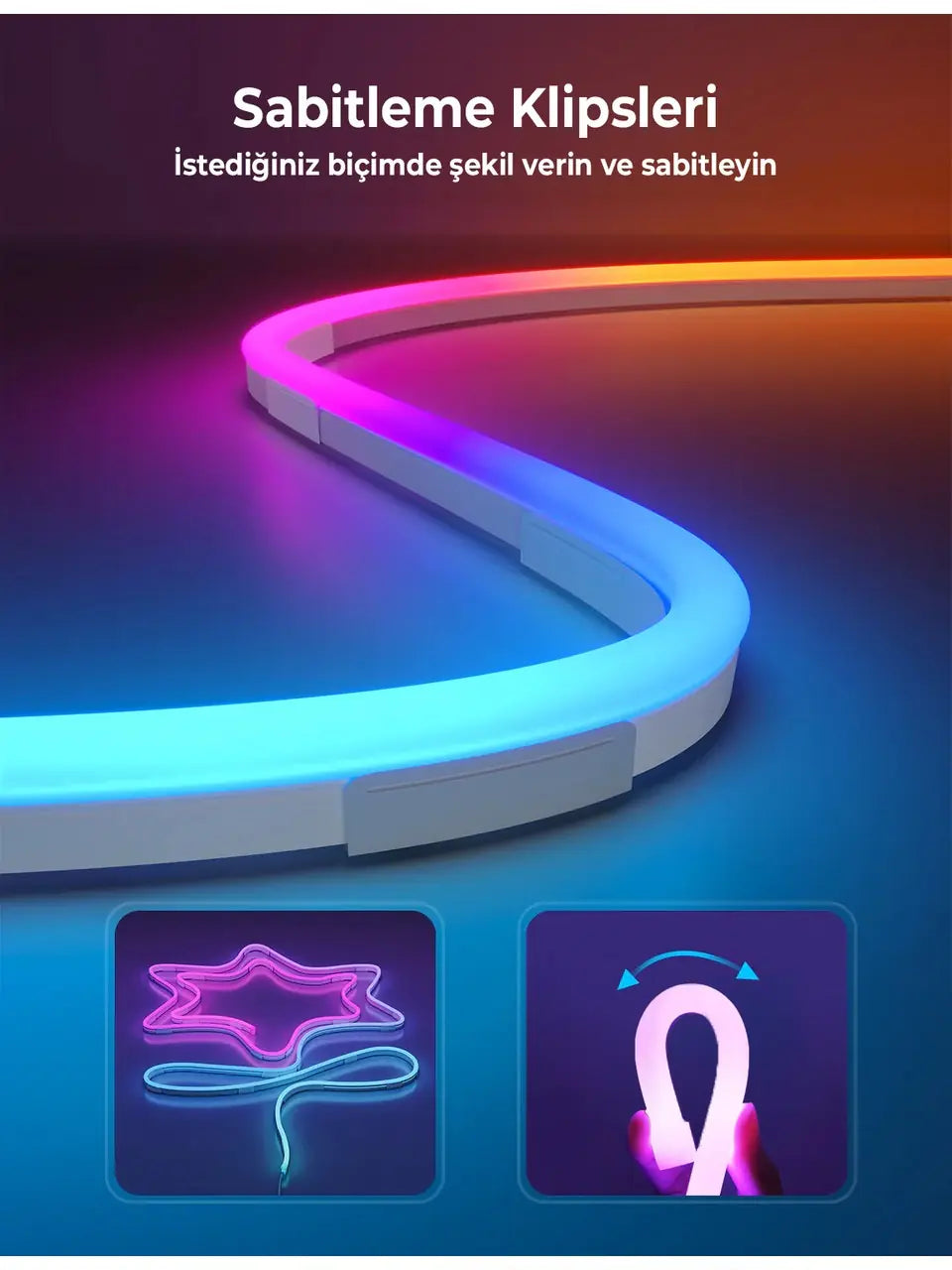 10 metre USB Şerit NEON LED Animasyonlu Kumandalı Ve Telefon Kontrollü  Argb