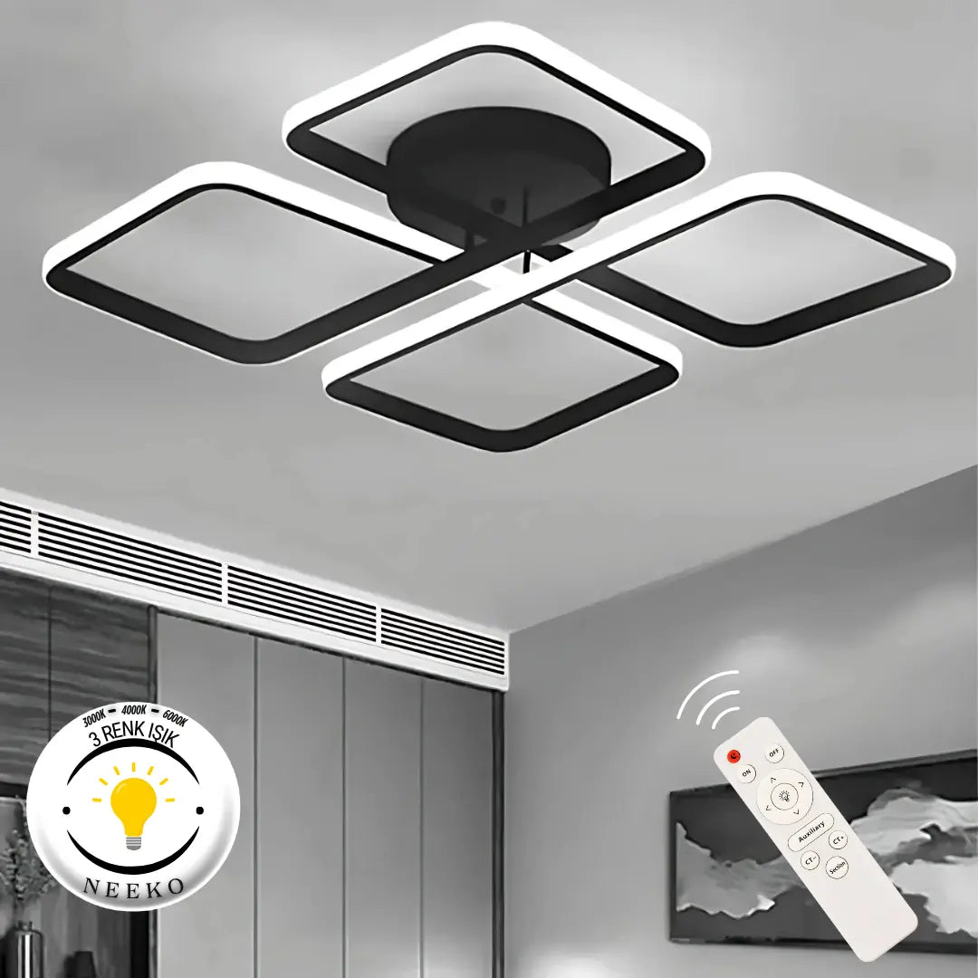 Novem Plafonyer Ultra Süper Power Ledli Tava Sıfır Avize  3 Renk KUMANDALI