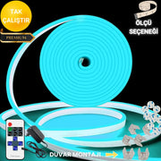 Rayza Neon Esnek Şerit Led Tak Çalıştır Kumandalı - Dimmer-Buz Mavisi (ÖLÇÜ SEÇENEĞİ)