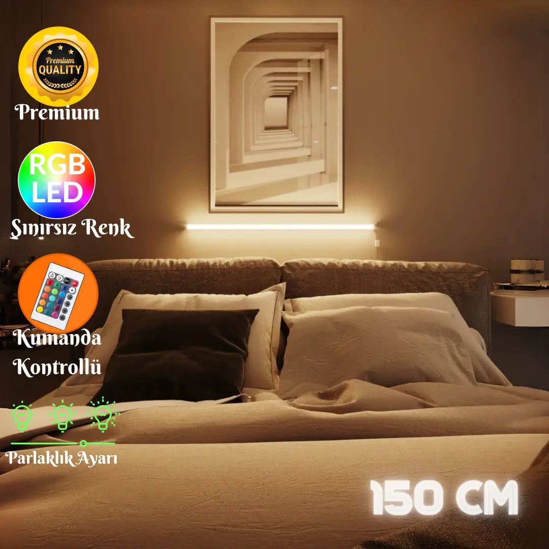 Zyra Kumandalı RGB Lambader – 16 Renk Seçeneği, 4 Dinamik Işık Modu, Dekoratif LED Lamba 150 CM
