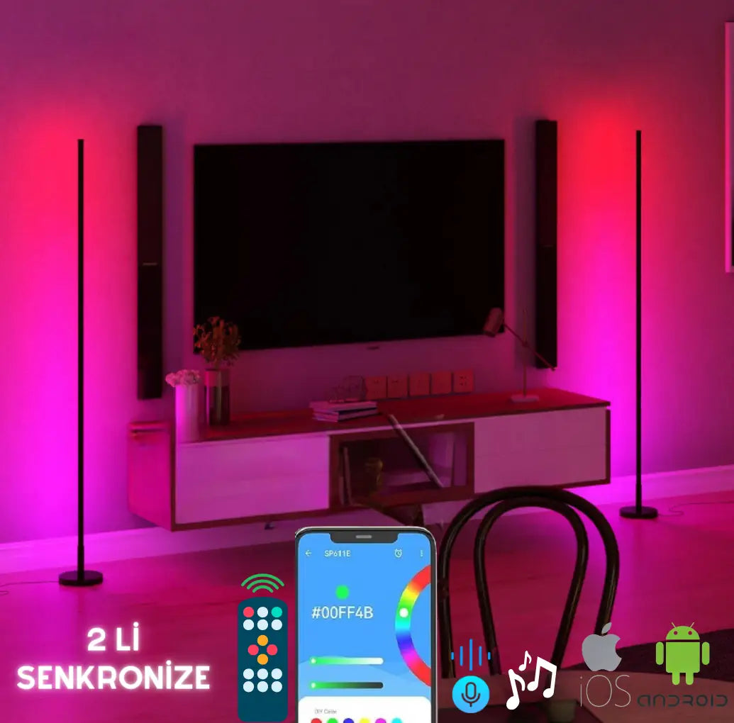 Glowix 2’li ARGB Lambader – 148 Işık Modu, 16+ Müzik Modu, Senkronize, Sınırsız Renk