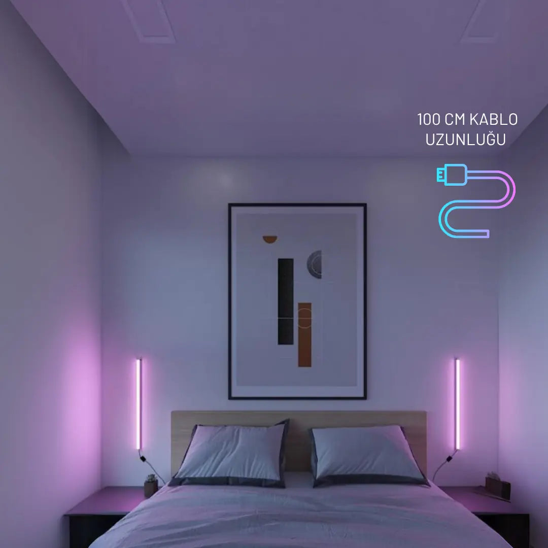Duolux 2’li RGB LED Lambader – Kumandalı, Dimlenebilir, 16 Renk ve 4 Işık Modu