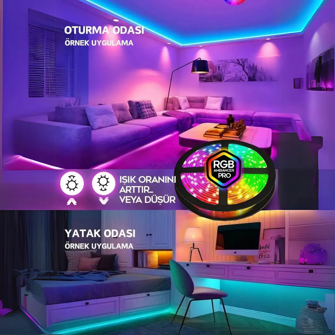 5mt Şerit Animasyonlu Tak Çalıştır Kumandalı Trafolu Rgb Şerit Işık Aydınlatma Parti Led