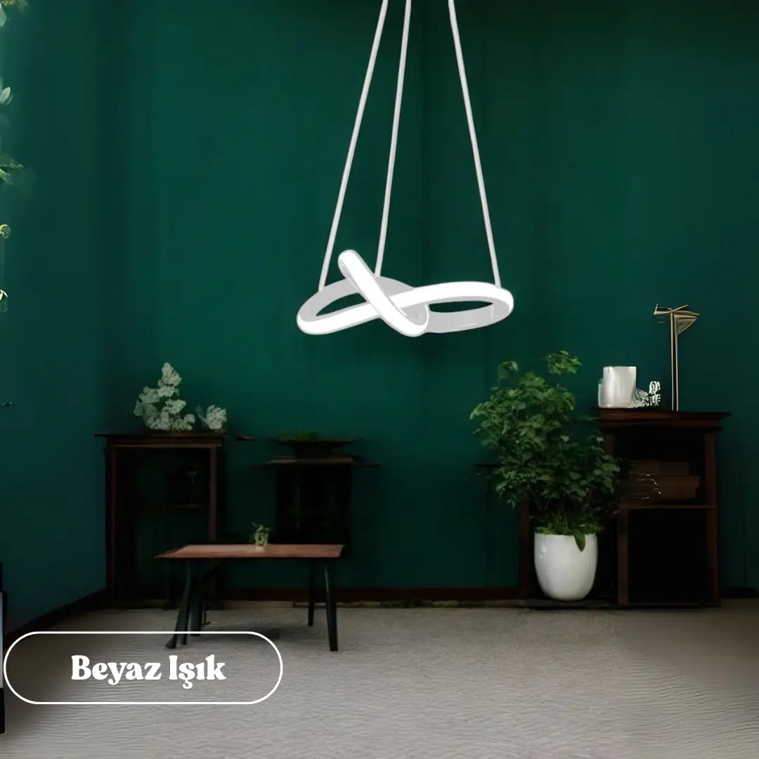 Modern Bonna Tekli Beyaz Sarkıt LED Beyaz Power Ledli BEYAZ KASA - BEYAZ IŞIK