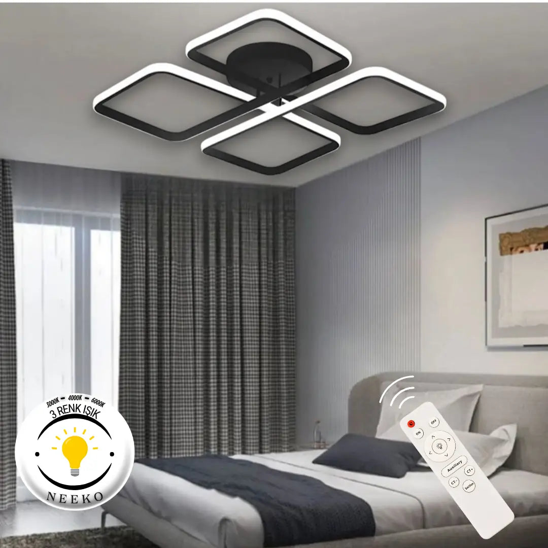 Novem Plafonyer Ultra Süper Power Ledli Tava Sıfır Avize  3 Renk KUMANDALI