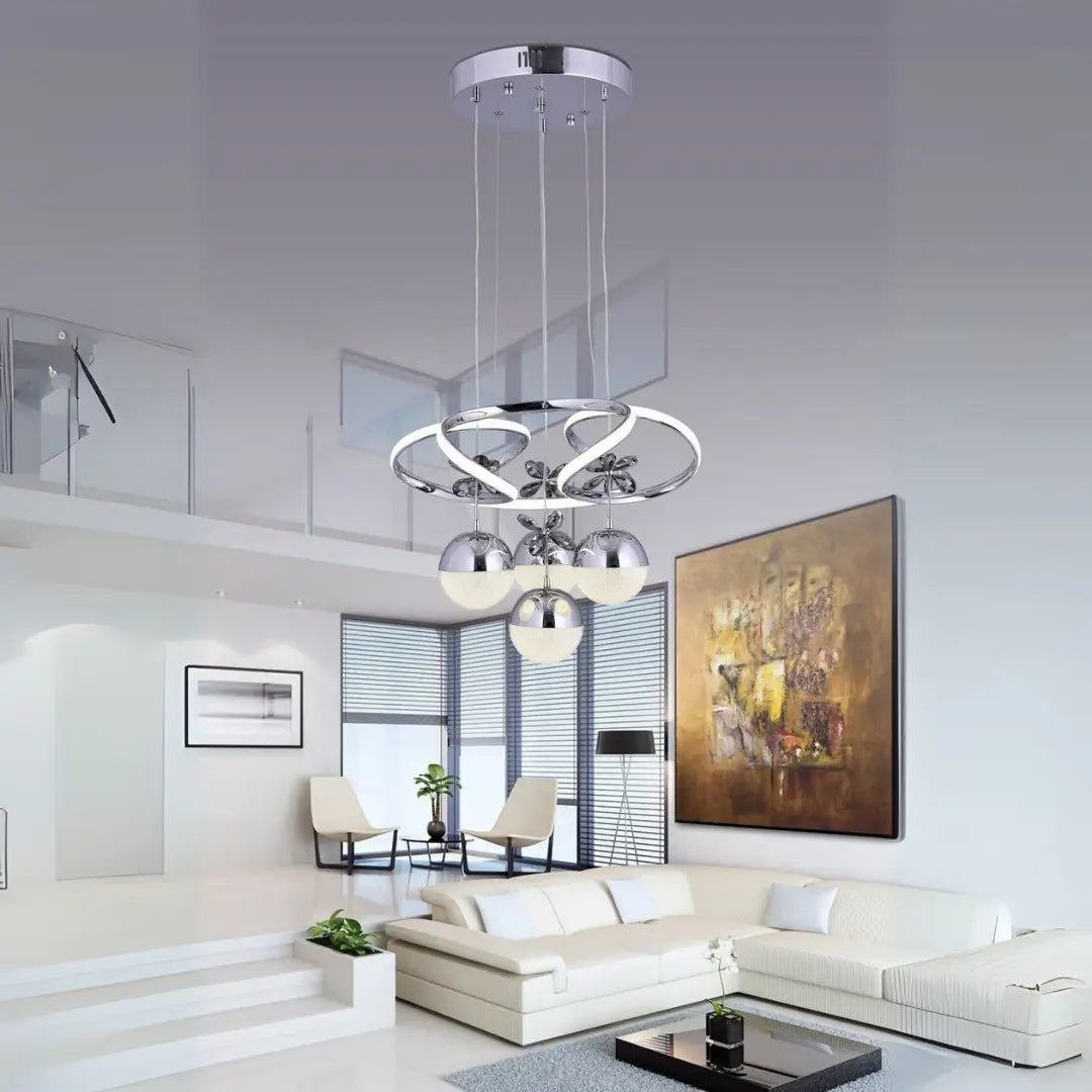 BELEM LED’li Sarkıt Avize – 3 Farklı Işık Tonu & Kumandalı/Dimmer Özelliği Krom Kaplama