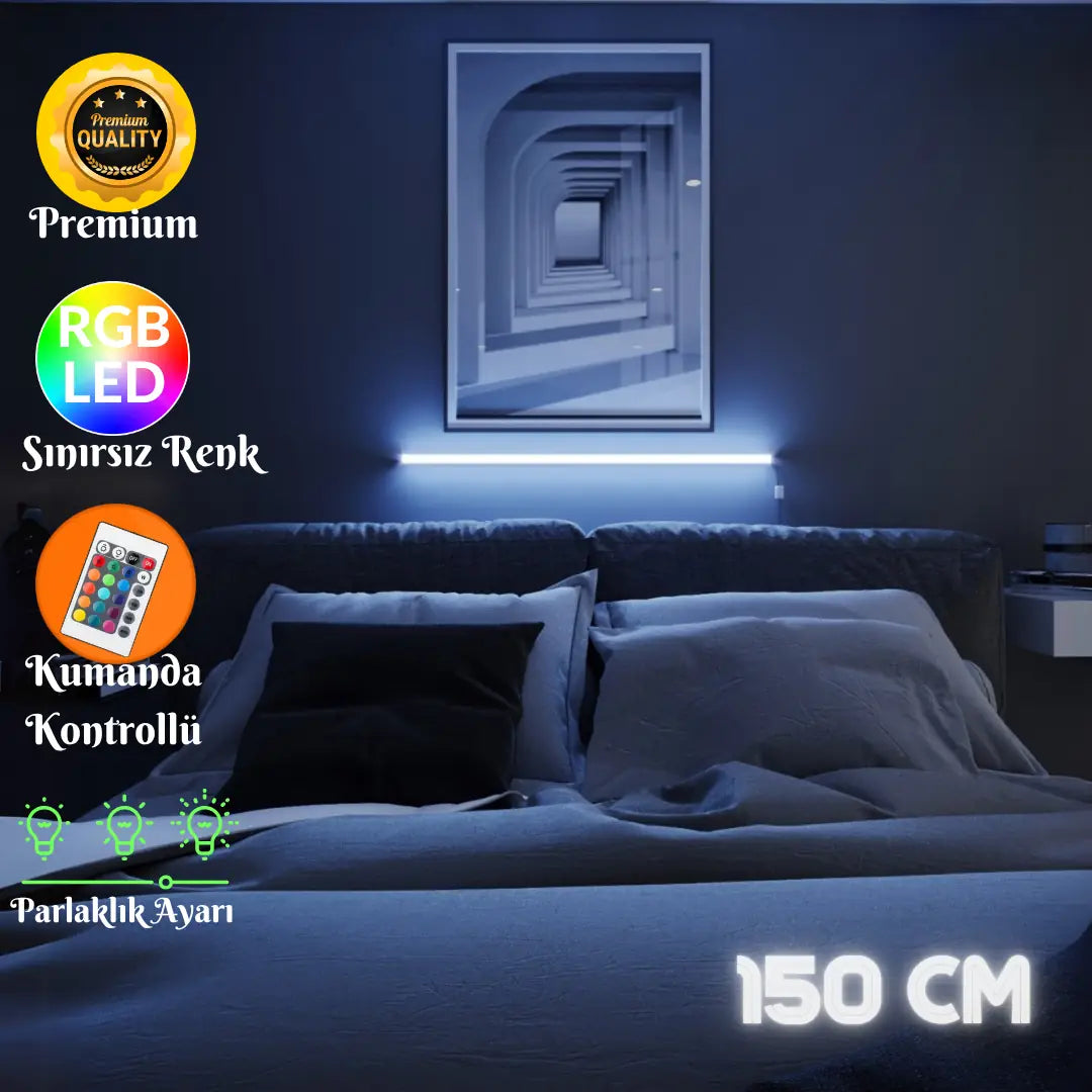 Zyra Kumandalı RGB Lambader – 16 Renk Seçeneği, 4 Dinamik Işık Modu, Dekoratif LED Lamba 150 CM