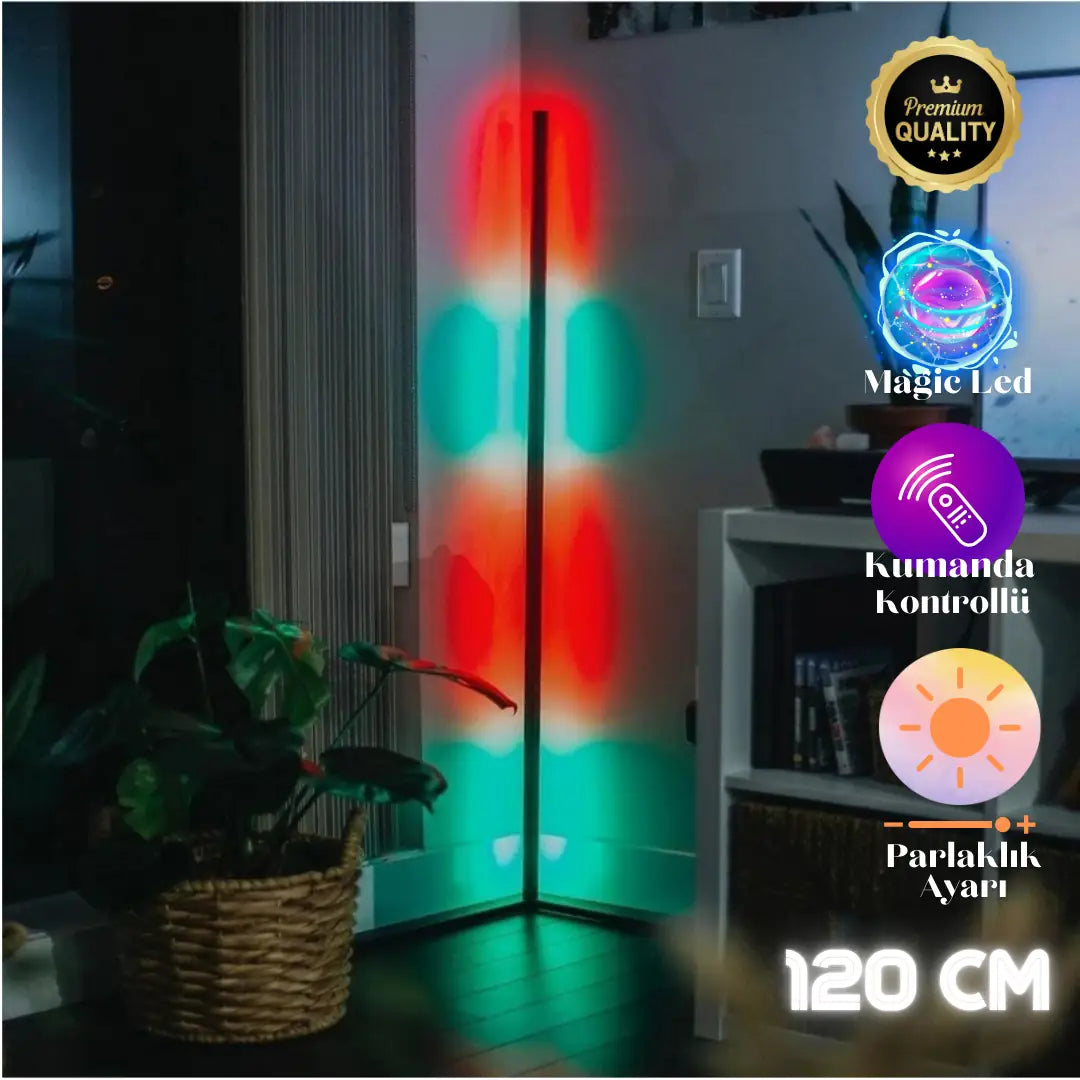 Auralux Akıllı ARGB LED Lambader – Kumandalı, 56 Işık Modu ve 4 Sabit Renk - 120 Cm