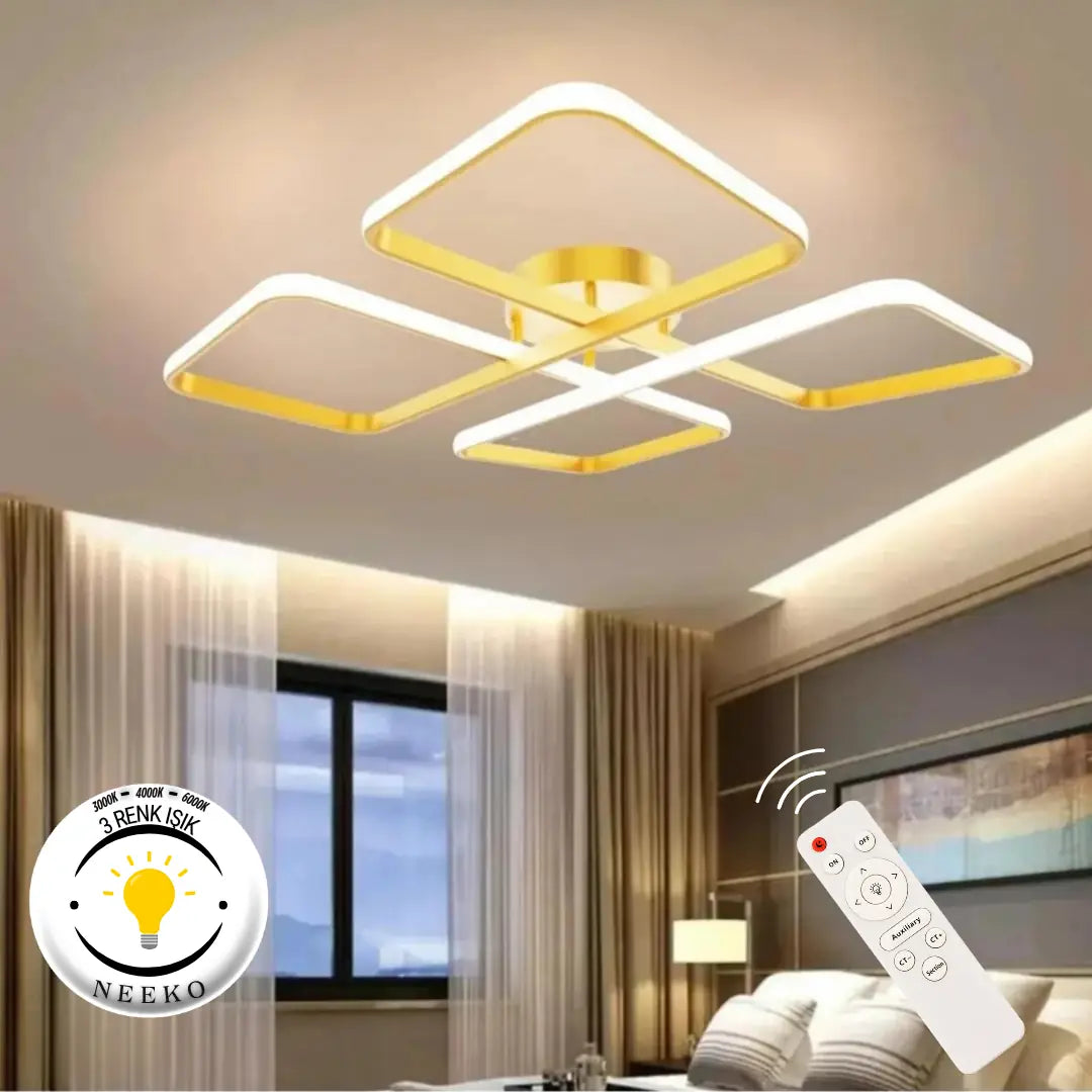 Novem Plafonyer Ultra Süper Power Ledli Tava Sıfır Avize  3 Renk KUMANDALI