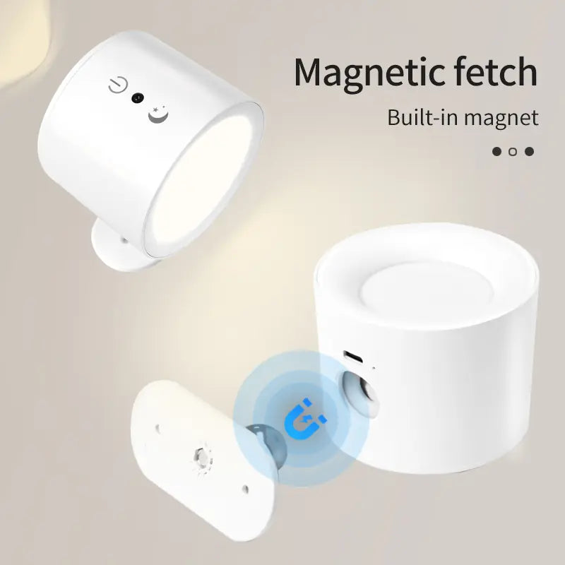 360 Derece Dönebilen Çift Işık Yönlü Şarjlı Aplik 3 Işık Rengi Dokunmatik