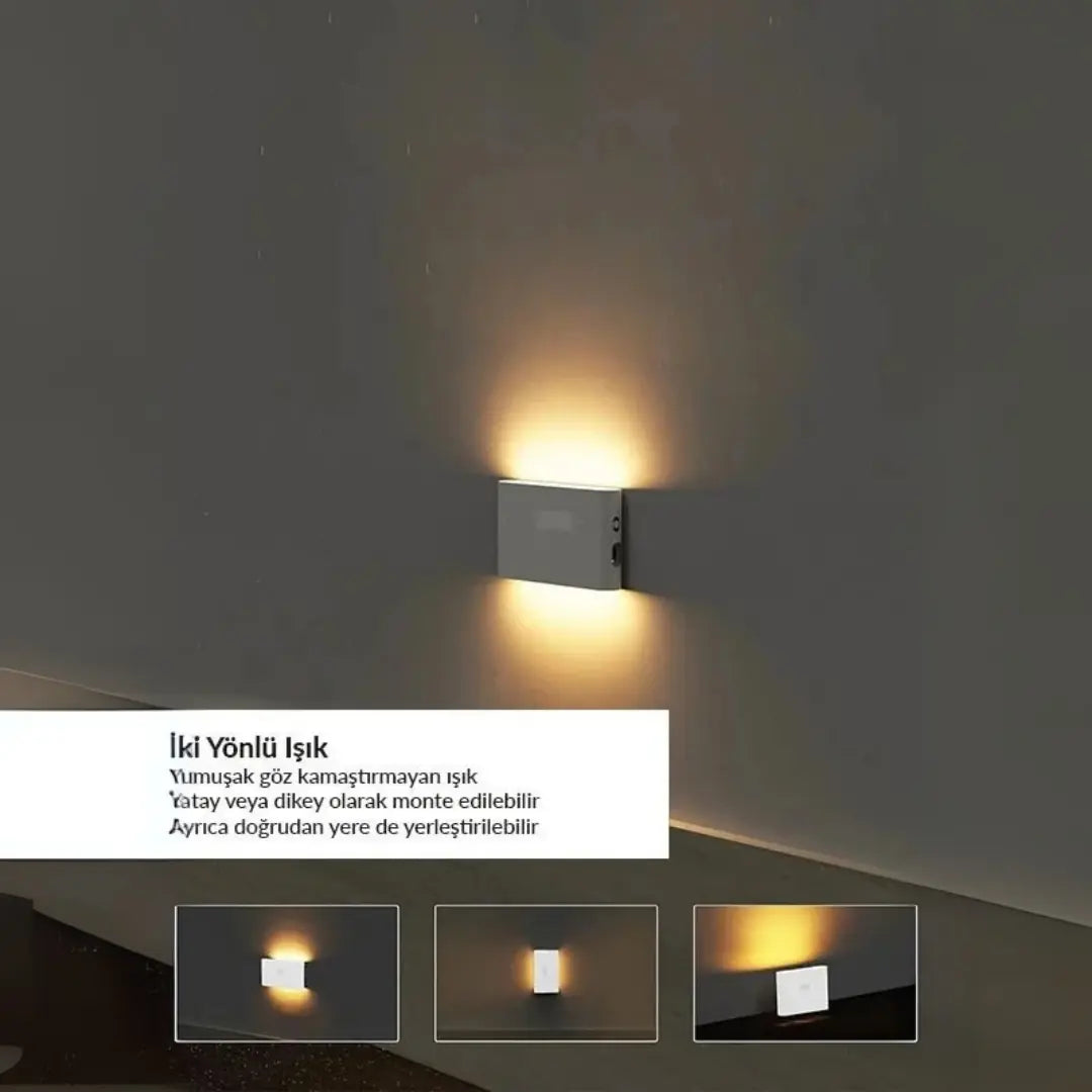 Çift yönlü şarjlı taşınabilir sensörlü mini aplik