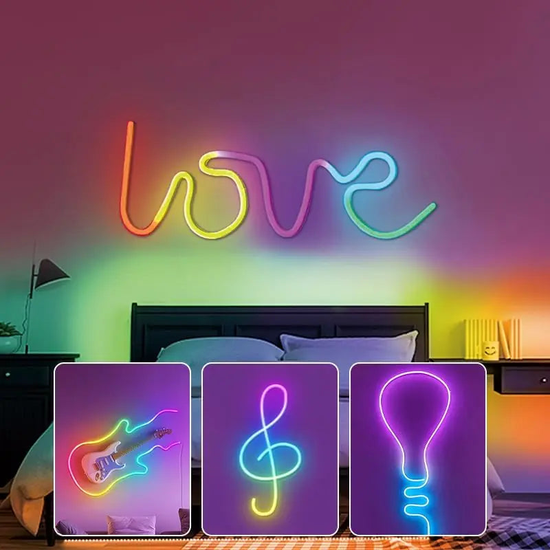 5 metre USB Şerit NEON LED Animasyonlu Kumandalı Ve Telefon Kontrollü Argb