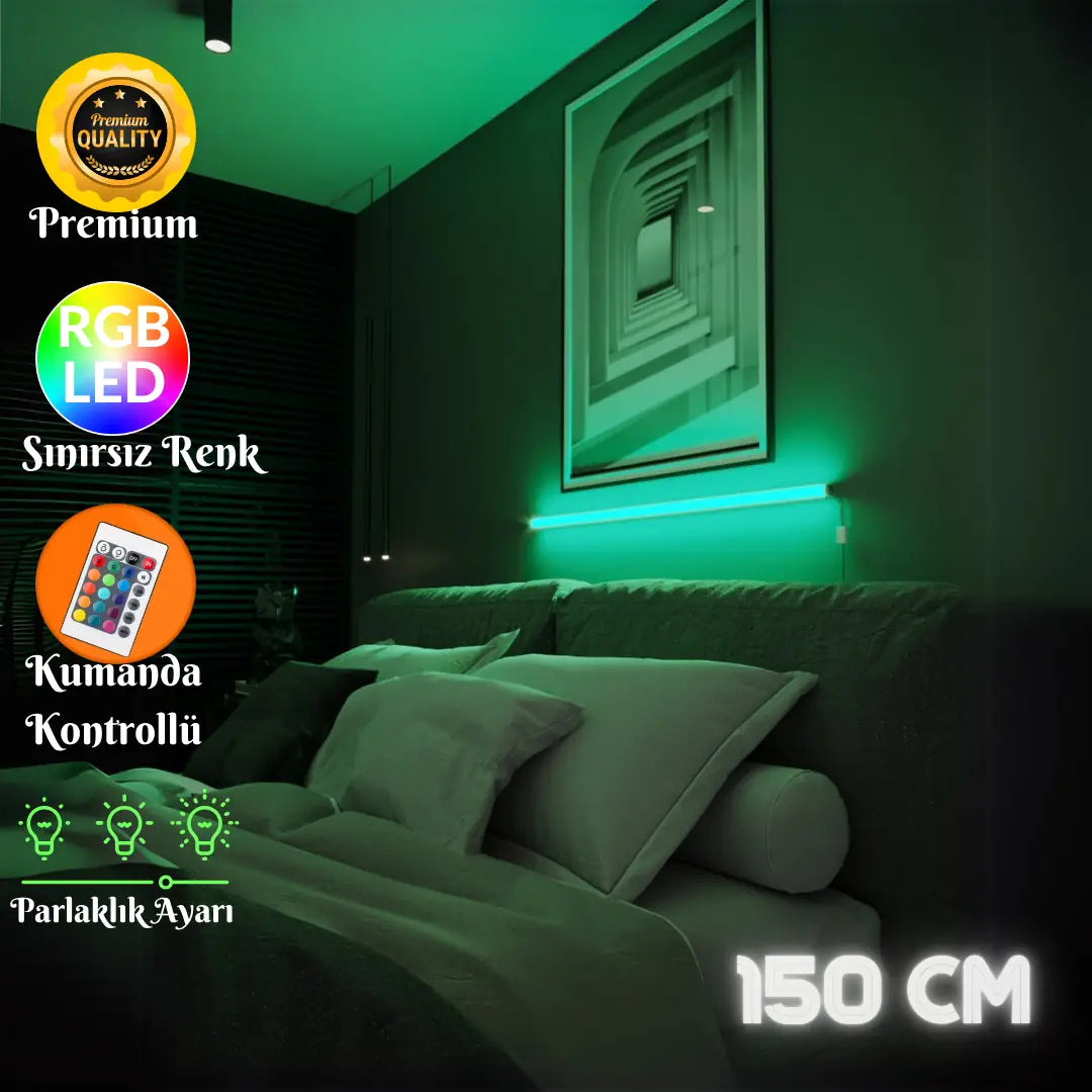 Zyra Kumandalı RGB Lambader – 16 Renk Seçeneği, 4 Dinamik Işık Modu, Dekoratif LED Lamba 150 CM