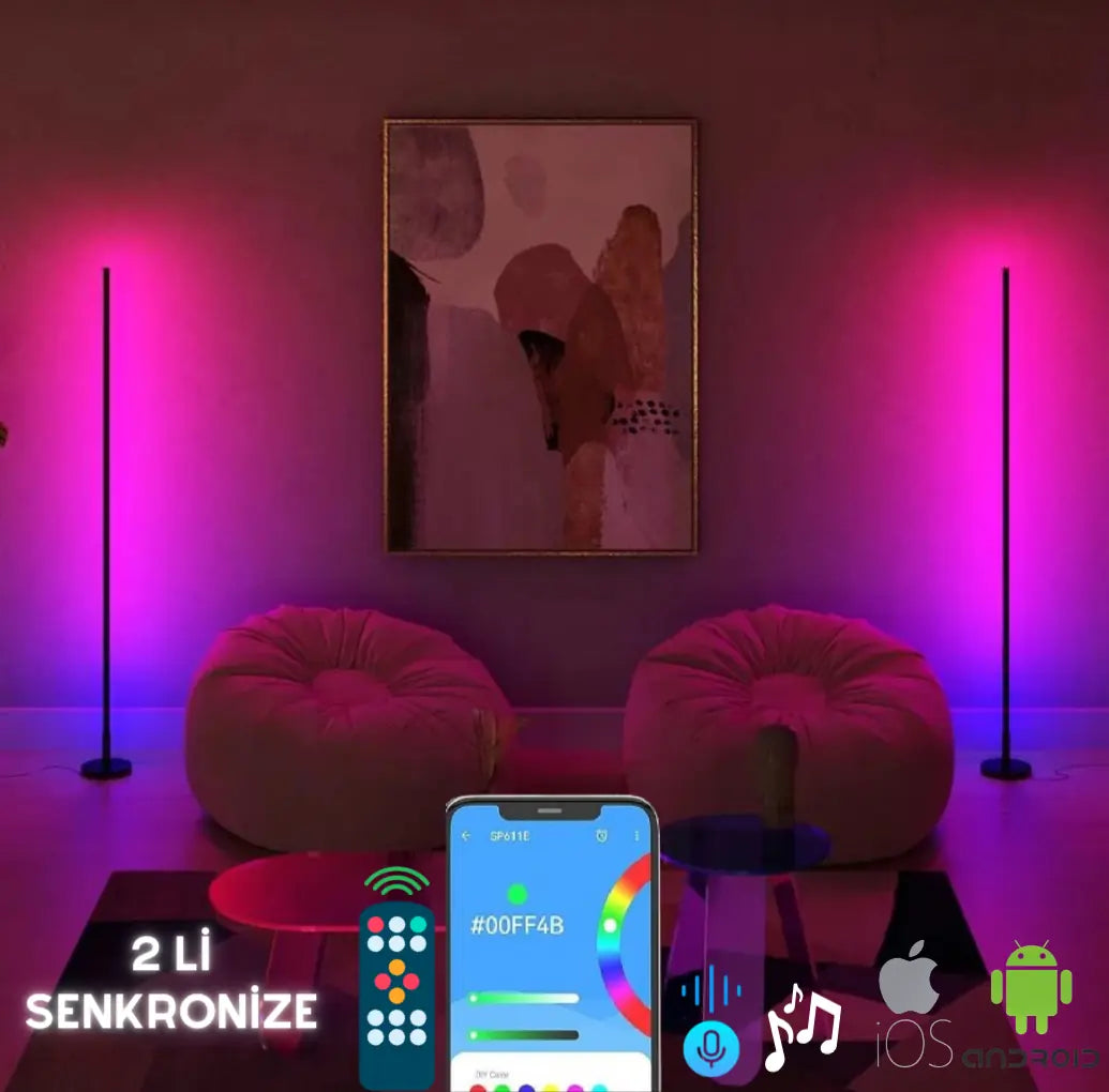 Glowix 2’li ARGB Lambader – 148 Işık Modu, 16+ Müzik Modu, Senkronize, Sınırsız Renk