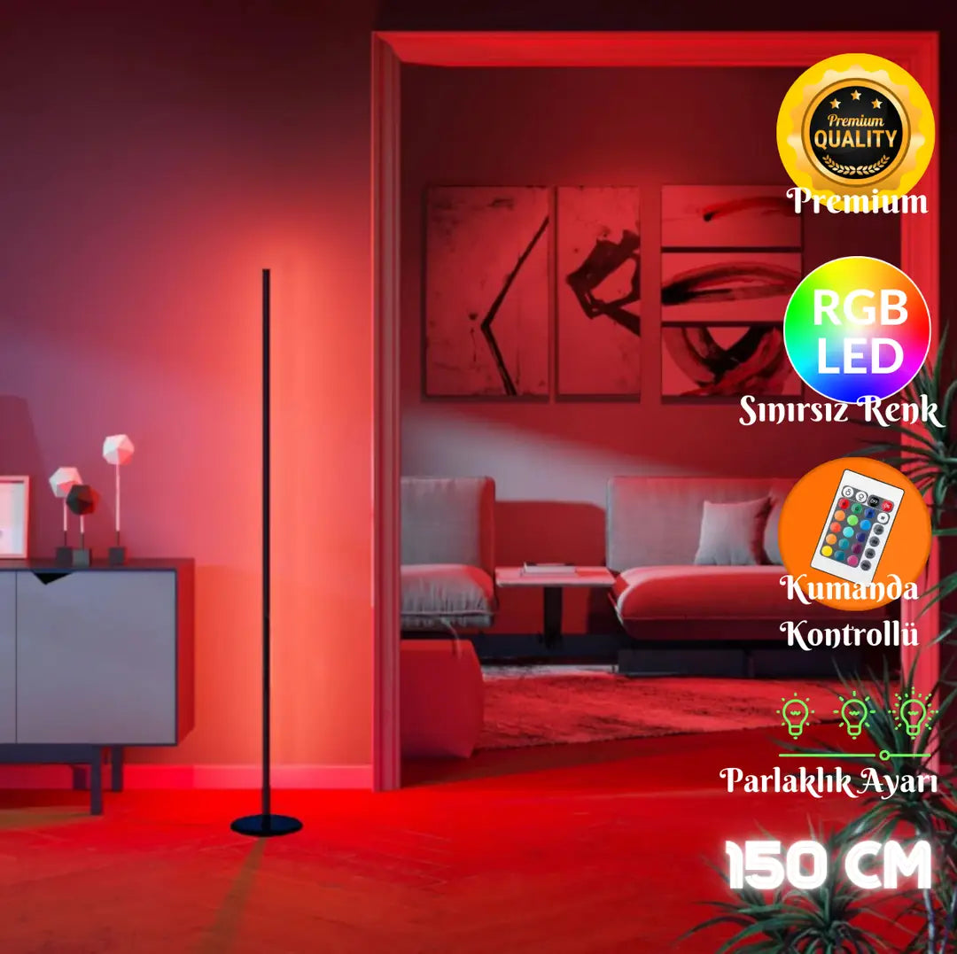 Nexus  Renkli LED Lambader – RGB 16 Renk, 4 Mod, Uzaktan Kumandalı - 150 Cm