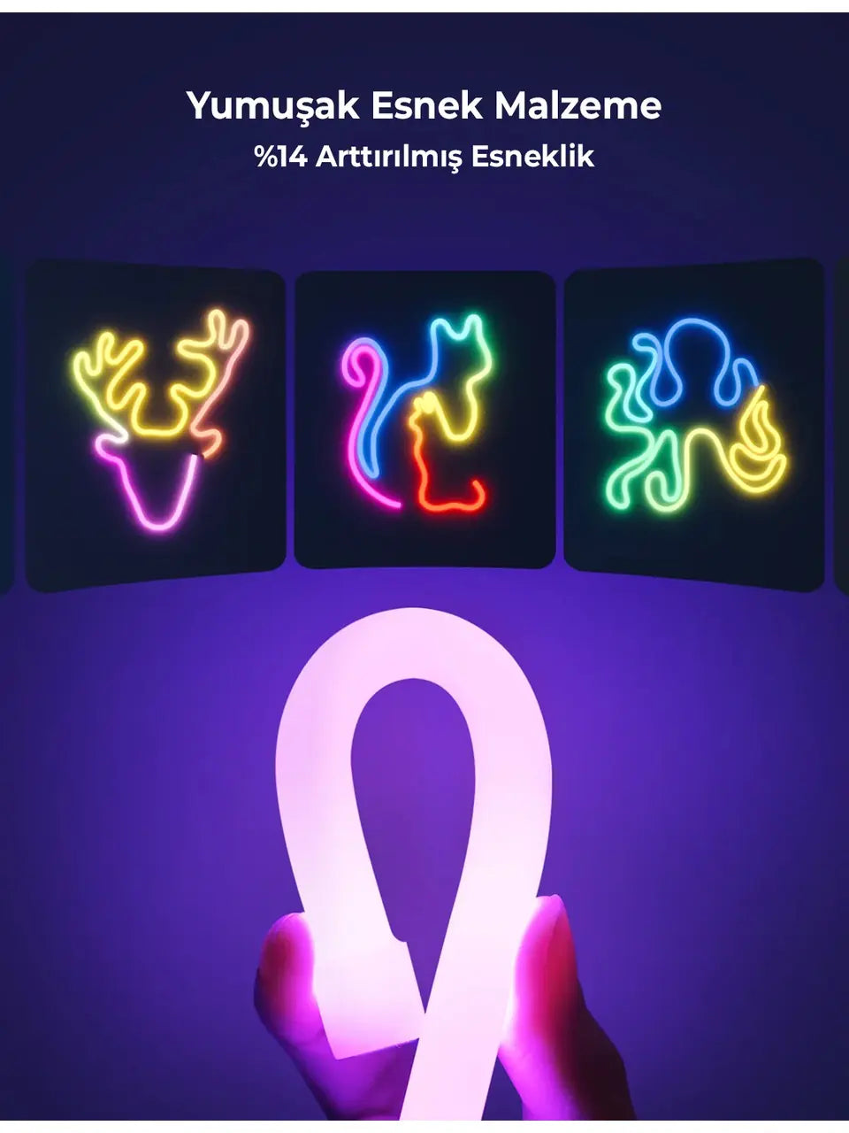 10 metre USB Şerit NEON LED Animasyonlu Kumandalı Ve Telefon Kontrollü  Argb