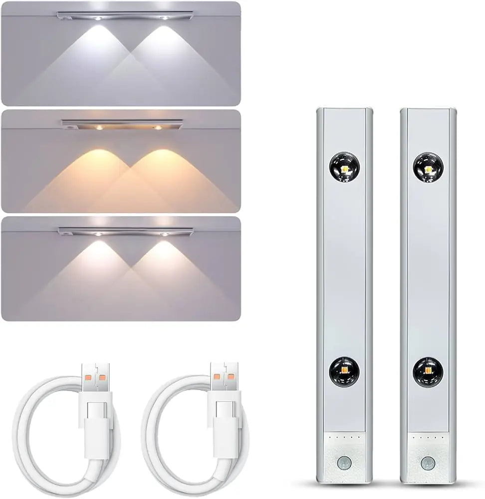 HAREKET SENSÖRLÜ 3 RENKLİ  DEKORATİF ŞARJLI APLİK  TAŞINABİLİR  BEYAZ  KASA ( ÖLÇÜ SEÇENEKLİ )