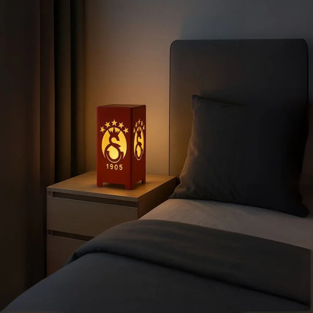 Sarı Kırmızı LED Işıklı GS Masa Lambası  Dekoratif Gece Lambası