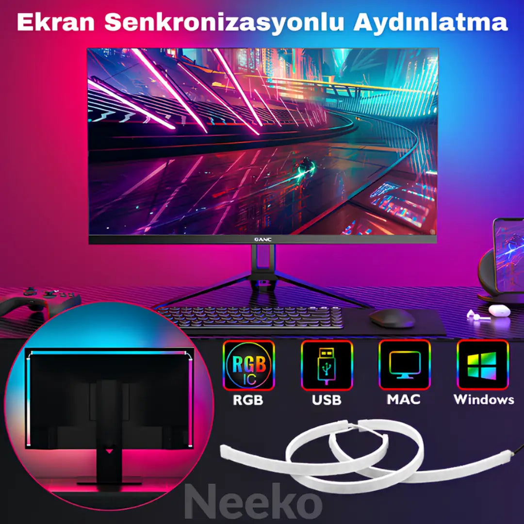 Pc Senkron Ambilight  Ölçü Seçenekli