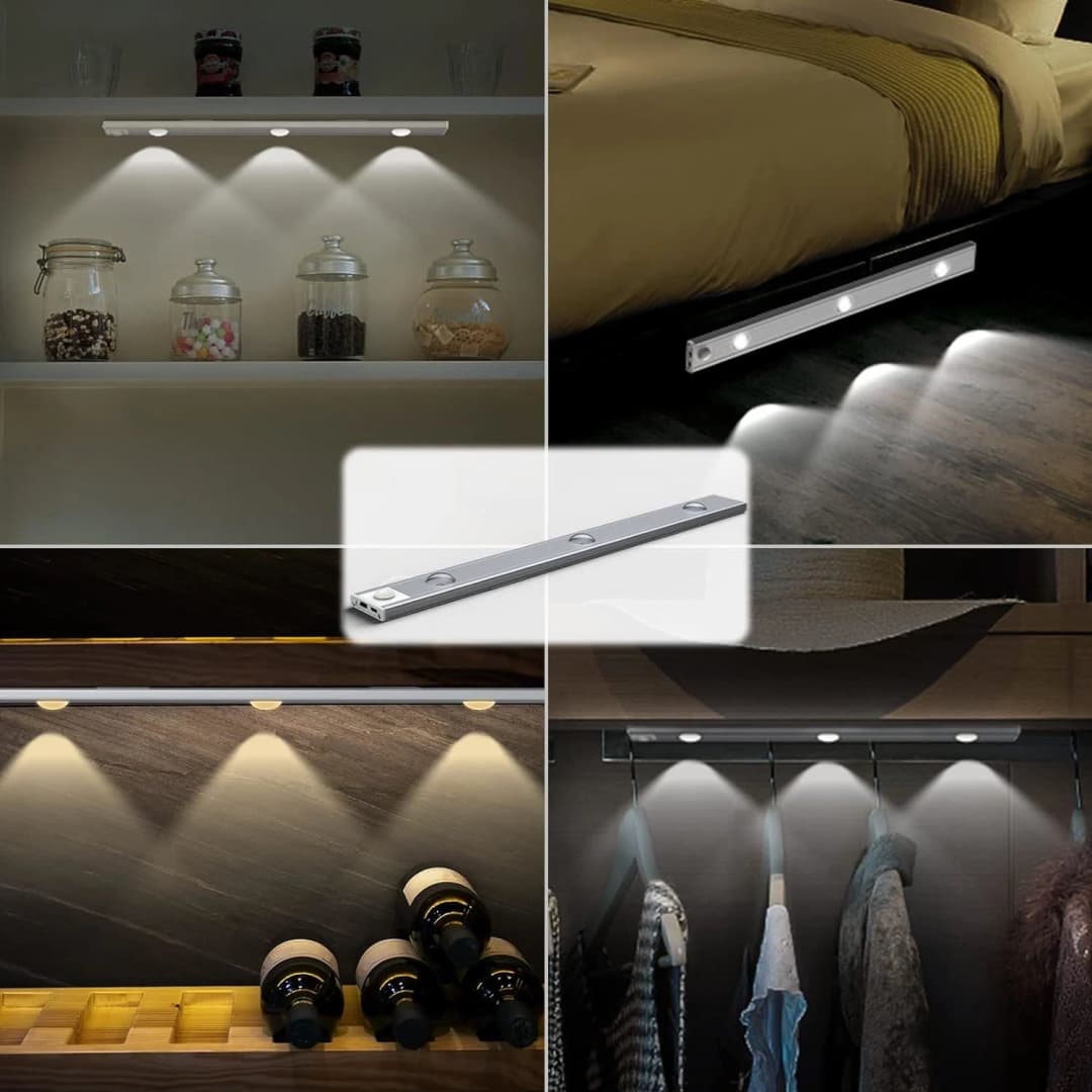 HAREKET SENSÖRLÜ 3 RENKLİ  DEKORATİF ŞARJLI APLİK  TAŞINABİLİR  BEYAZ  KASA ( ÖLÇÜ SEÇENEKLİ )